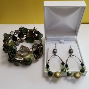 Beaded Bracelet and Earring Set